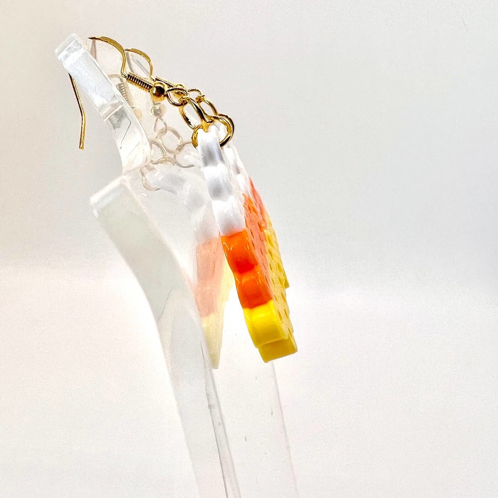 Melted Candy Corn Earrings - Halloween Earrings - Fall Earrings - Perler Earring - Picture 3 of 8